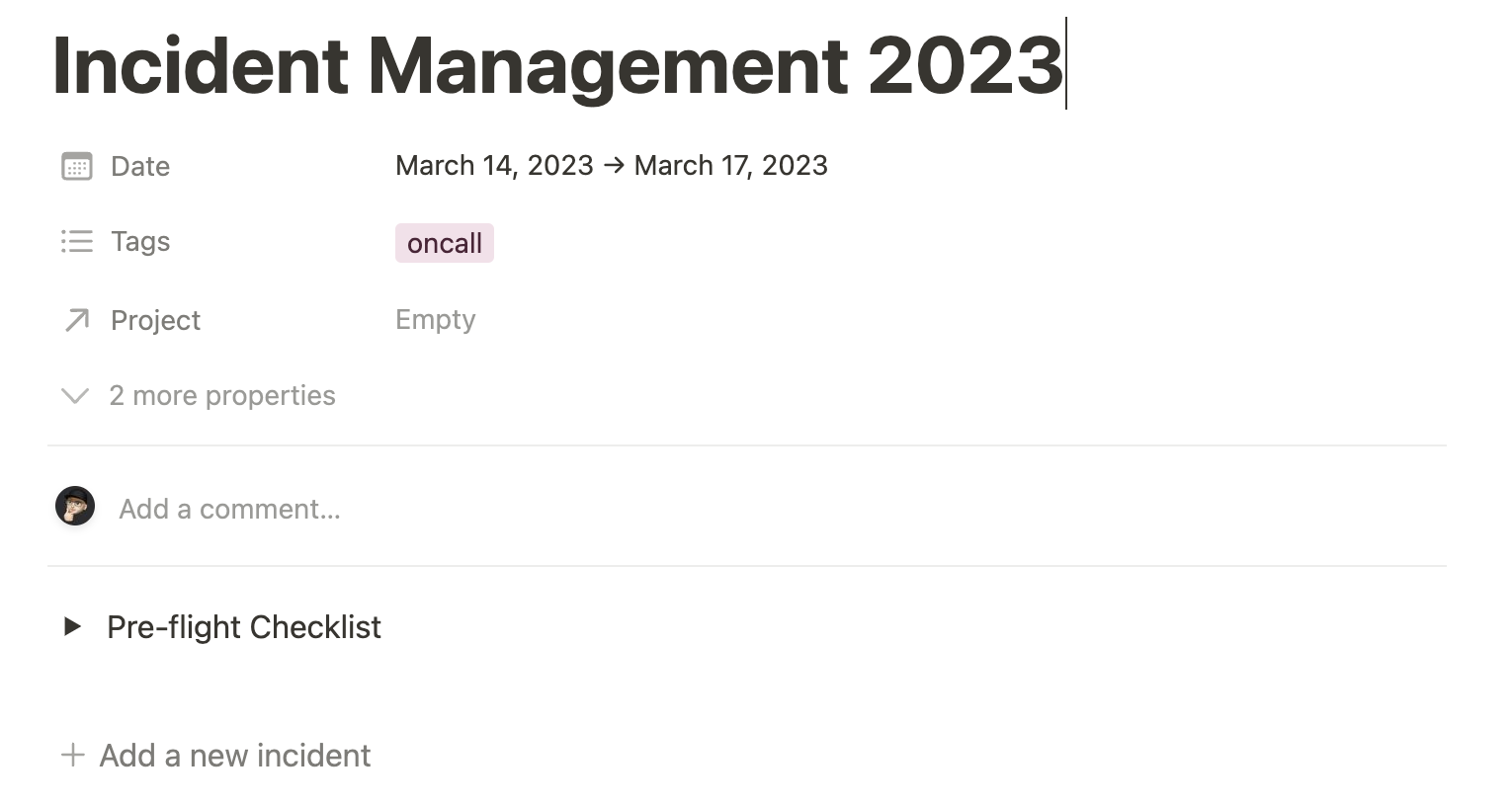 Notion template for On Call Engineering Management