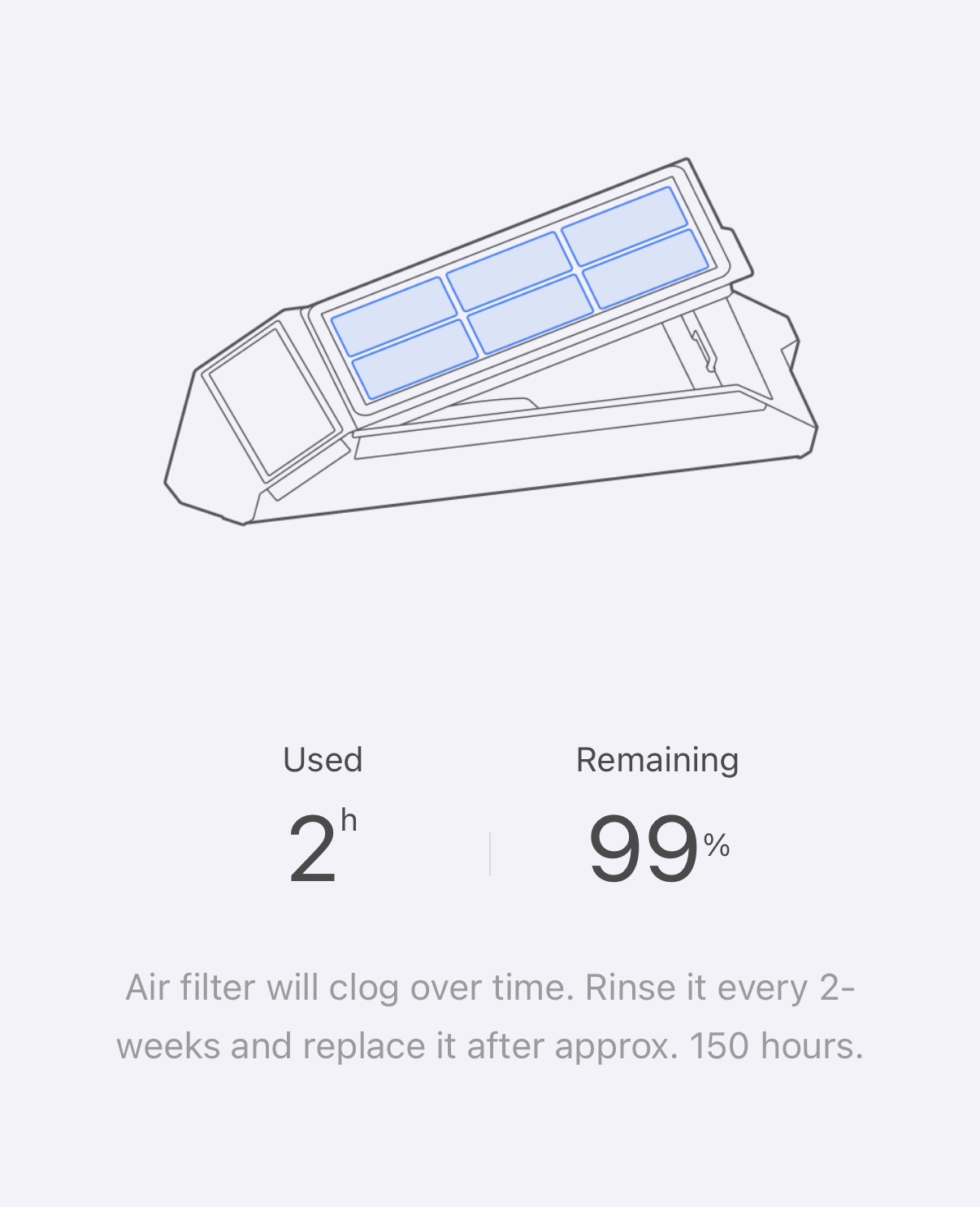 Roborock air filter maintenance screen